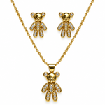 Set de Collar y Aretes Osito Dorado