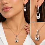 Set de Collar y Aretes Plateados