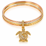 Pulsera de Tres Tonos con Tortuga y Cristales