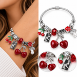 Pulsera de Stainless Steel con Charms y Cerezas