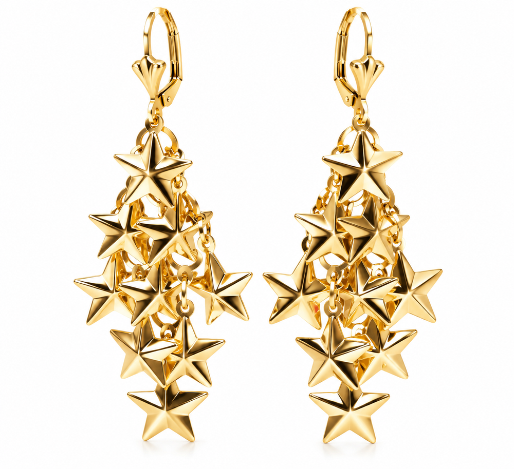 Pendientes Colgantes de Estrellas Doradas