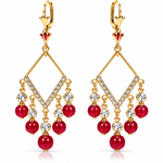 Aretes Colgantes Elegantes en Rojo y Dorado