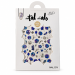 Stickers Metálicos 3D para Uñas – Flores Azul Iridiscente