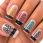 Stickers para Uñas – Monogramas Multicolor y Diseños Geométricos
