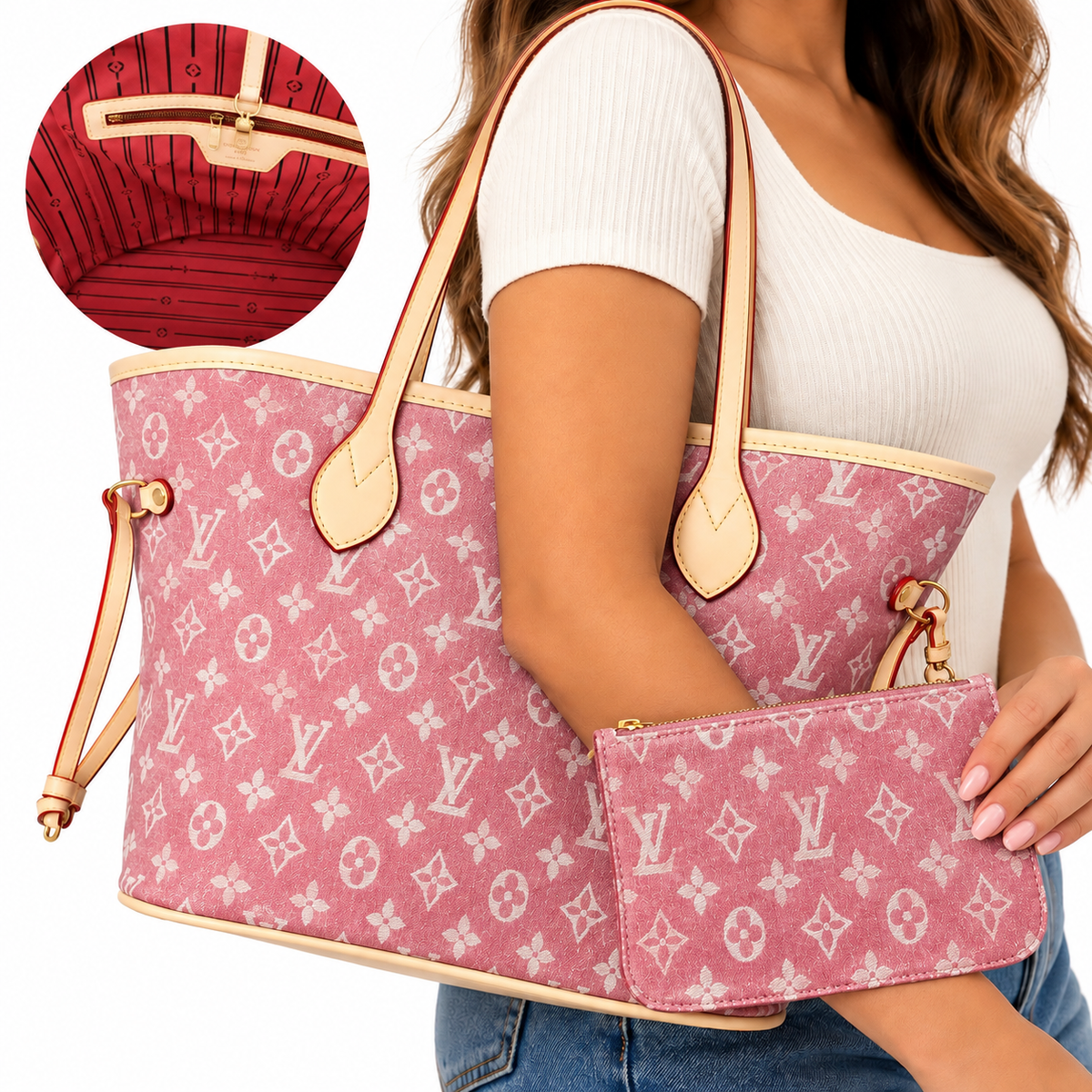 Cartera Tote Rosada con Monedero a Juego