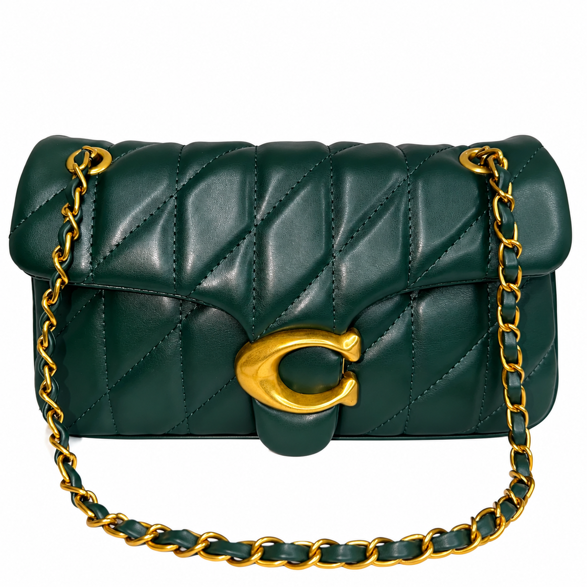 ✨ Cartera Elegante color Verde Esmeralda con Cadena Dorada ✨