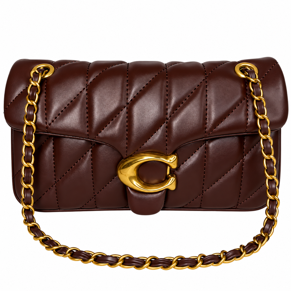 Cartera Elegante color Chocolate con Cadena Dorada