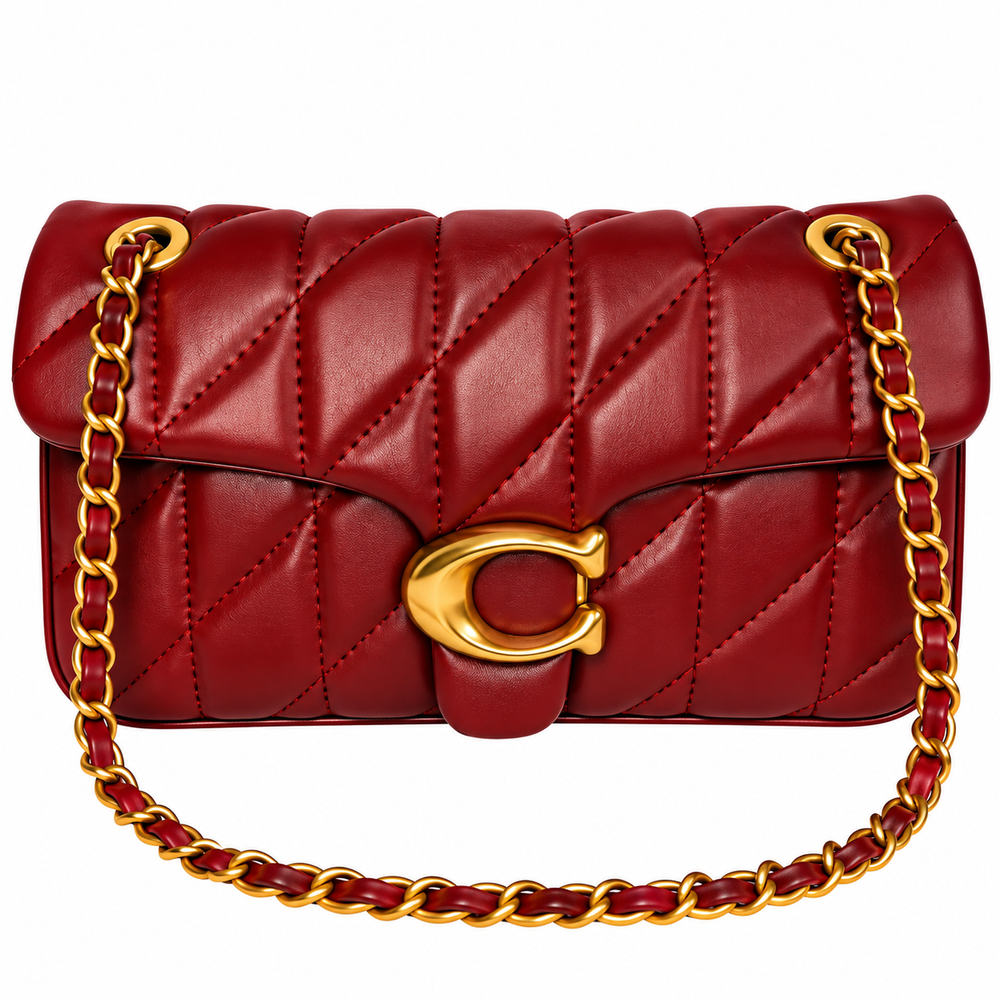 Cartera Elegante color Vino con Cadena Dorada