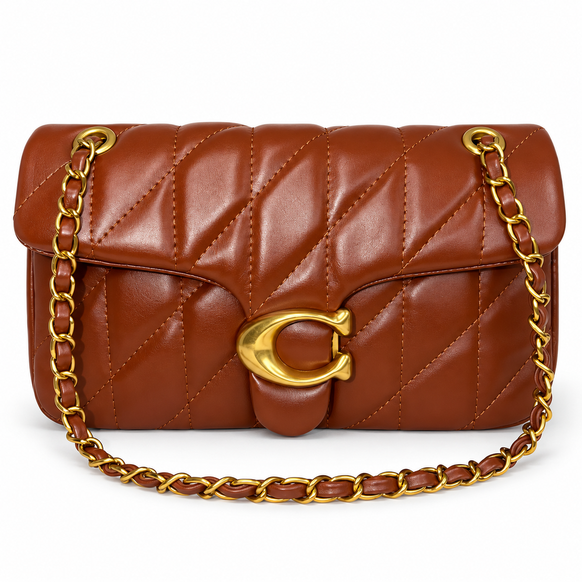 Cartera Elegante Elegante color Marrón con Cadena Dorada