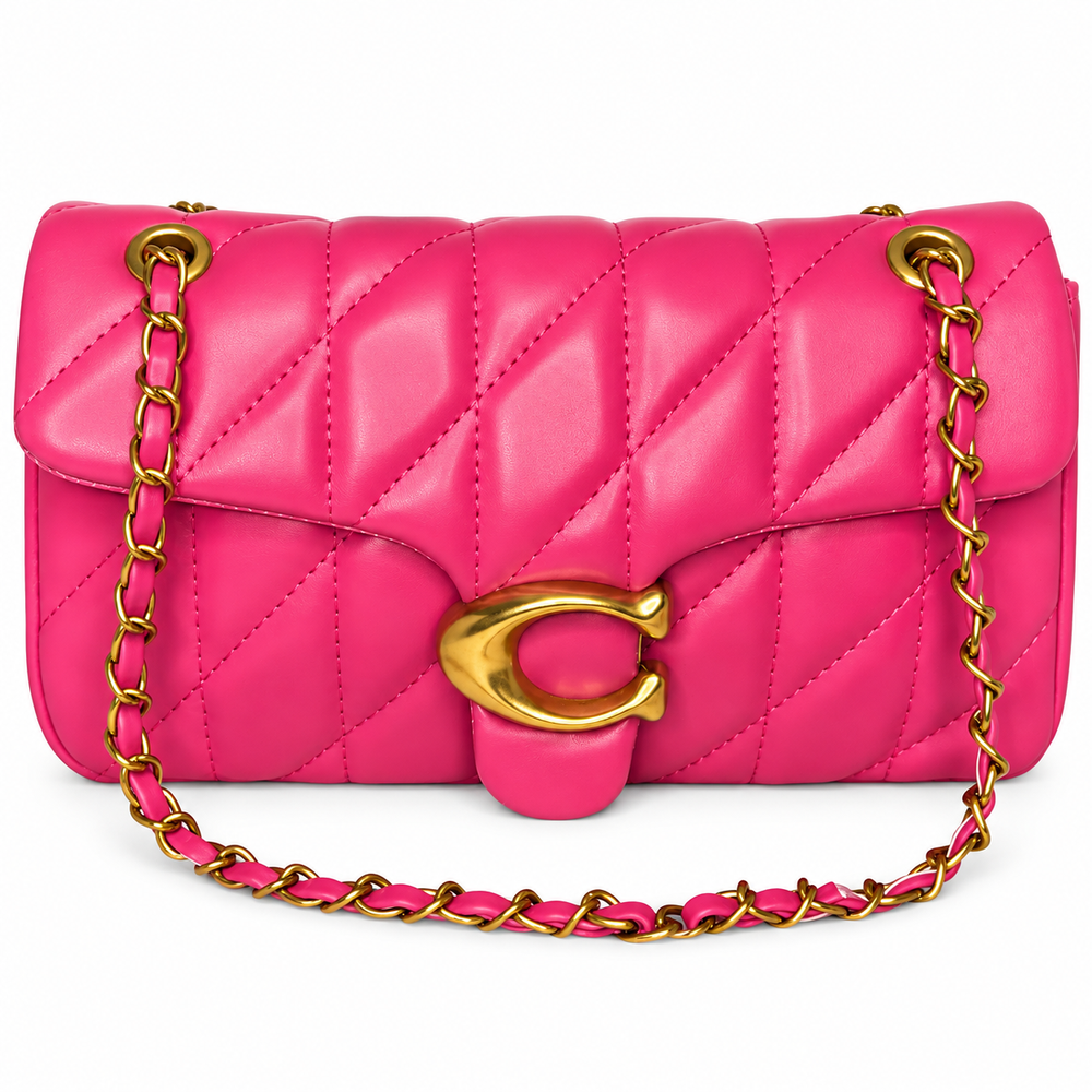 Cartera Elegante color Fucsia con Cadena Dorada
