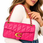 Cartera Elegante color Fucsia con Cadena Dorada