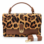 Cartera Animal Print con Detalles en Marrón y Dorado