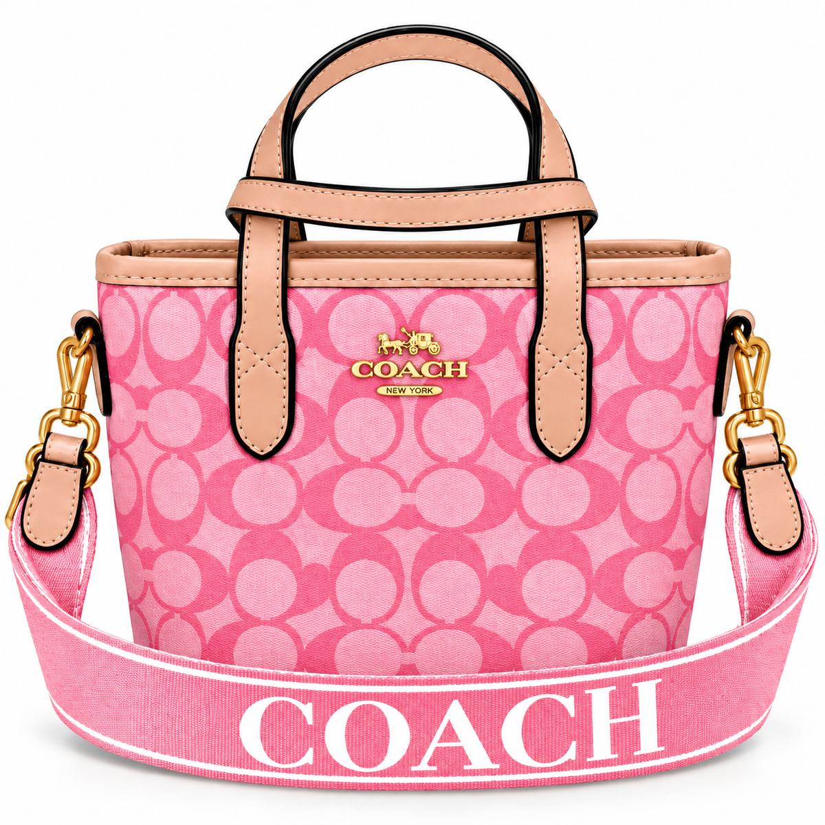 Mini Cartera Rosada con Estampado de Monograma