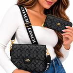 Set de Cartera Crossbody Negra con Billetera a Juego