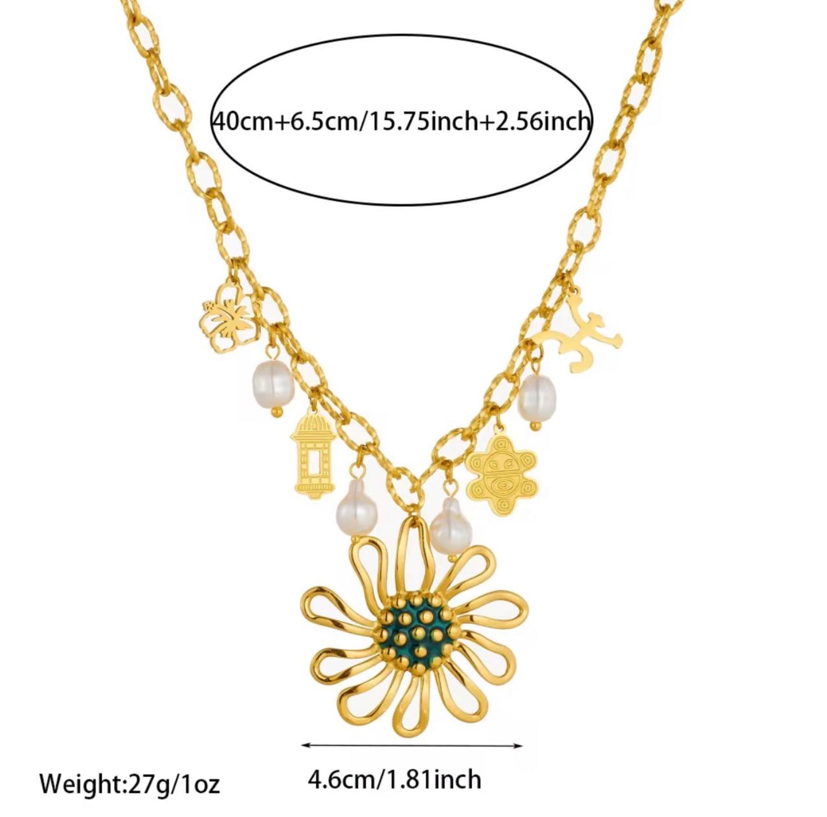 Collar de Flor con Colgantes de Perla