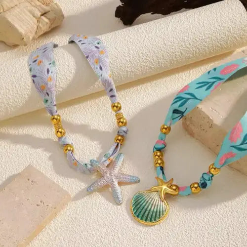 Collar de Tela Estampados Concha de Mar