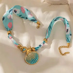 Collar de Tela Estampados Concha de Mar